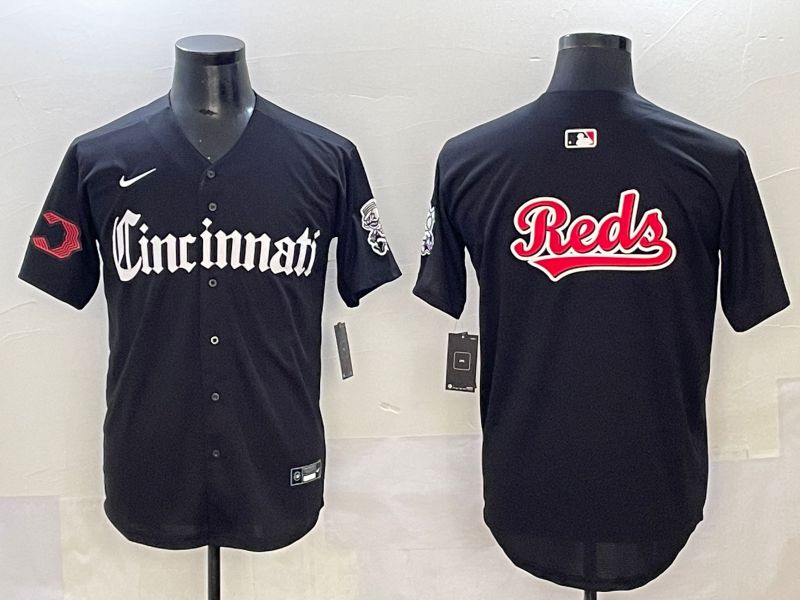 Men 2025 Cincinnati Reds Blank Black Five generations Joint Name Nike MLB Jersey style 7->cincinnati reds->MLB Jersey